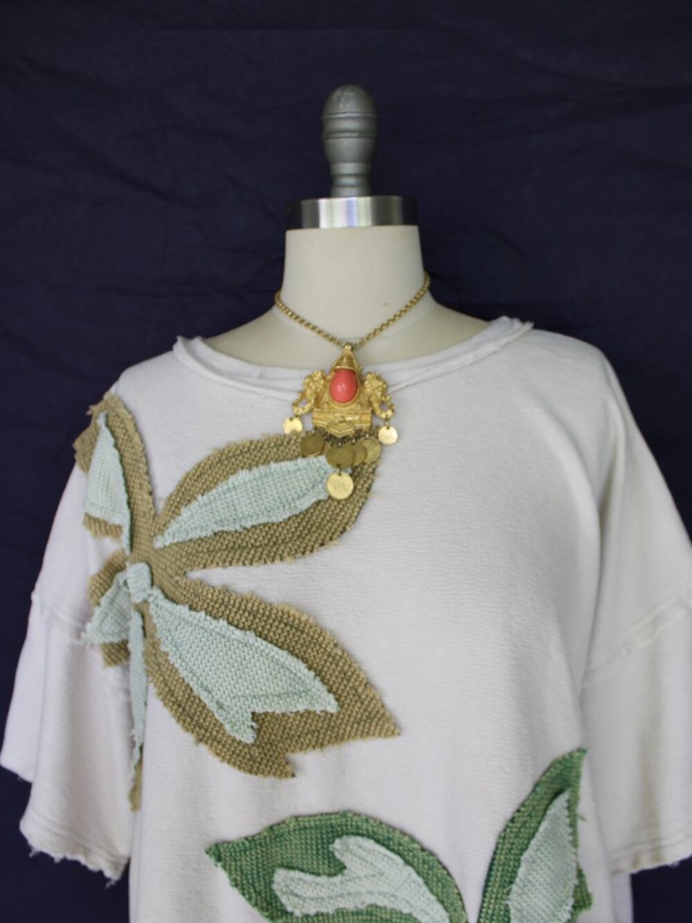 Oli & Hali oversized Flower applique Patchwork patch tunic Top free people S - Picture 7 of 11
